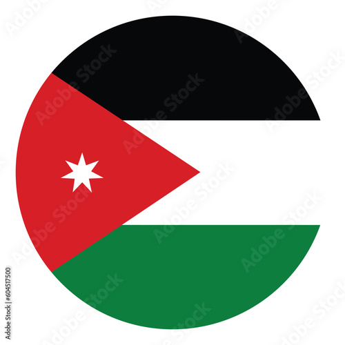 Jordan flag. Flag of Jordan in circle 
