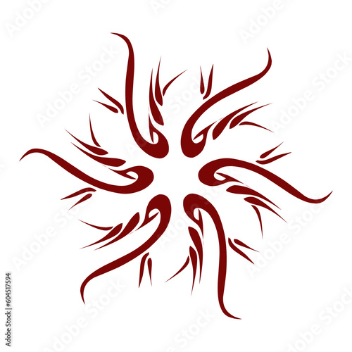 Maroon color tribal design illustration. Perfect for tattoos, stickers, icons, logos, hats, wallpaper elements