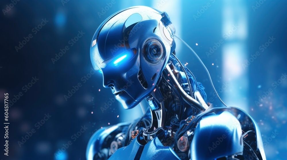 Fototapeta premium Humanoid male robot. Generative AI