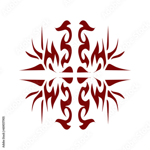 Maroon color tribal design illustration. Perfect for tattoos, stickers, icons, logos, hats, wallpaper elements
