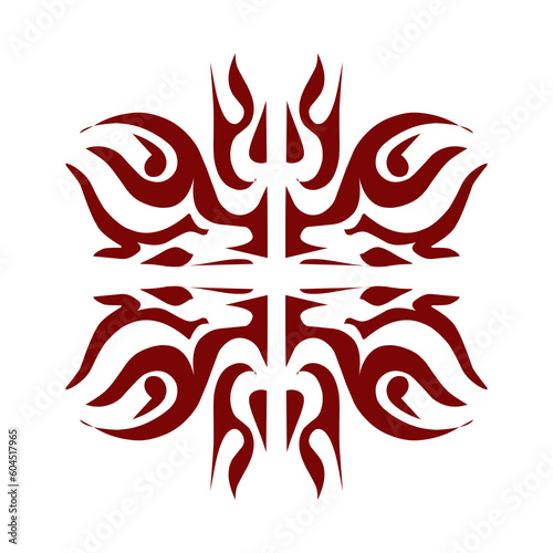 Maroon color tribal design illustration. Perfect for tattoos, stickers, icons, logos, hats, wallpaper elements