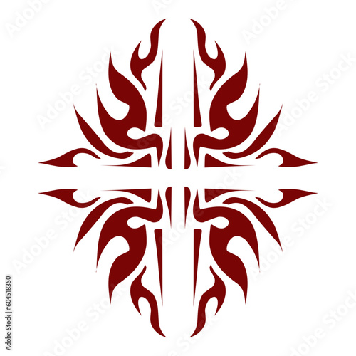 Maroon color tribal design illustration. Perfect for tattoos, stickers, icons, logos, hats, wallpaper elements