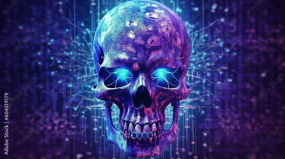 cyber criminal computer hacking skull motifs style Generative Ai cyber criminal computer hacking skull motifs style Generative Ai