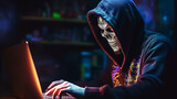 cyber criminal computer hacking skull motifs style Generative Ai