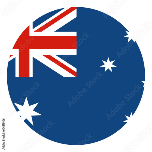 Flag of Australia. The Australian flag in circle for stickers.	