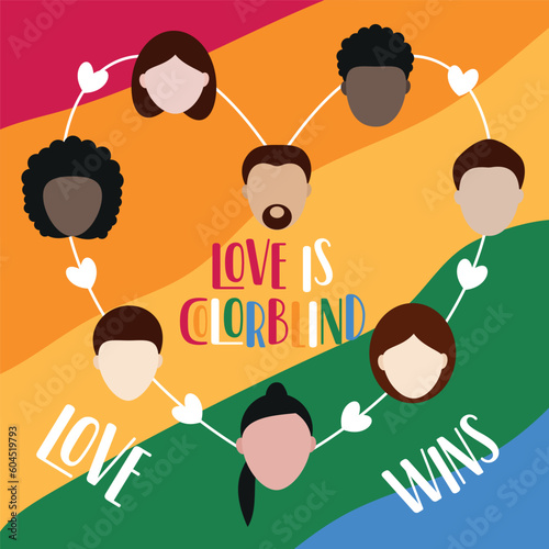 Pride LGBT vector banner Love wins