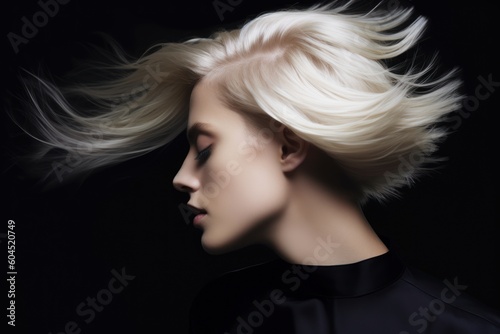 portrait of a young woman with flowing hair, ai tools generated image