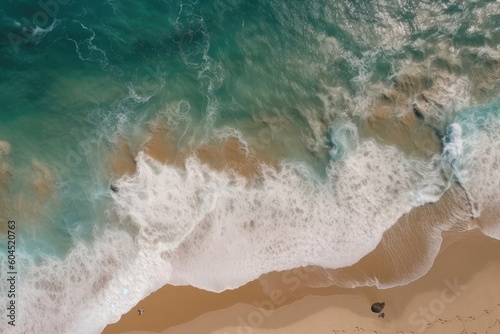 top view Ocean waves on the beach background
