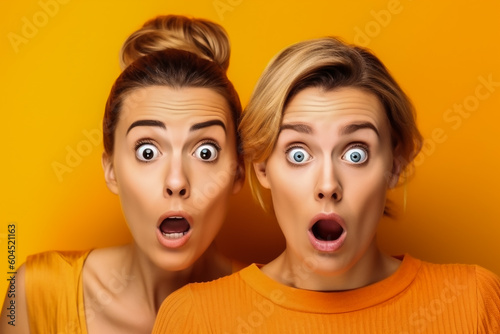 Zwei Frauen sind überrascht KI photo