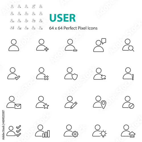set of user icons, personal, identity