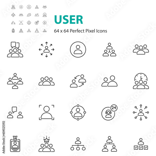 set of user icons, group, member, person