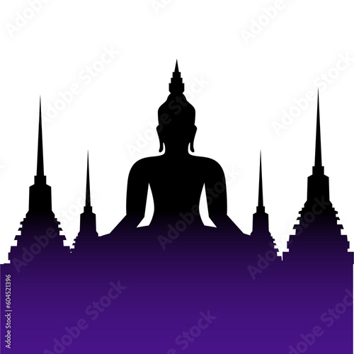 Sticker buddha statue vesak day sillhouette