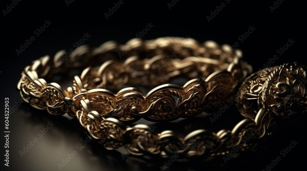Closeup of golden jewelry. Generative Ai Closeup of golden jewelry. Generative Ai