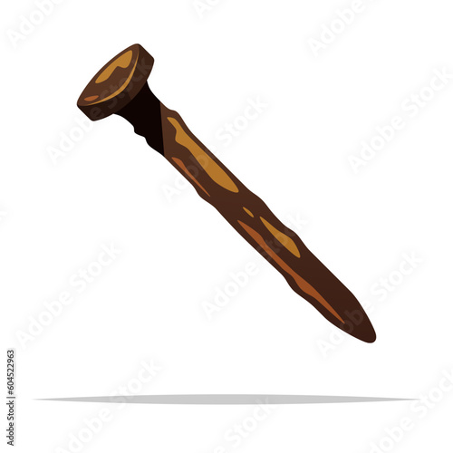 Rusty nail vector isolated illustration
