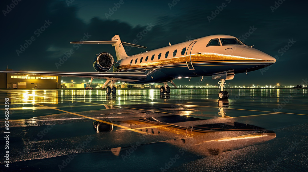 Luxorious Business Jet in Hangar Generative AI Luxorious Business Jet in Hangar Generative AI