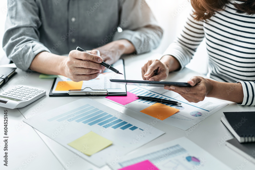 Business team colleagues consultation and discussion marketing p Business team colleagues consultation and discussion marketing p