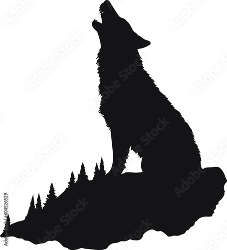 Canvas Print Wolf Silhouette, Wolf Tribal Tattoo, Wolf SVG,  Wolf Moon SVG, Werewolf SVG