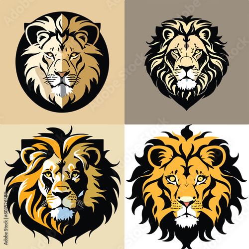 set of lion logo art light vector illustration business logo design art