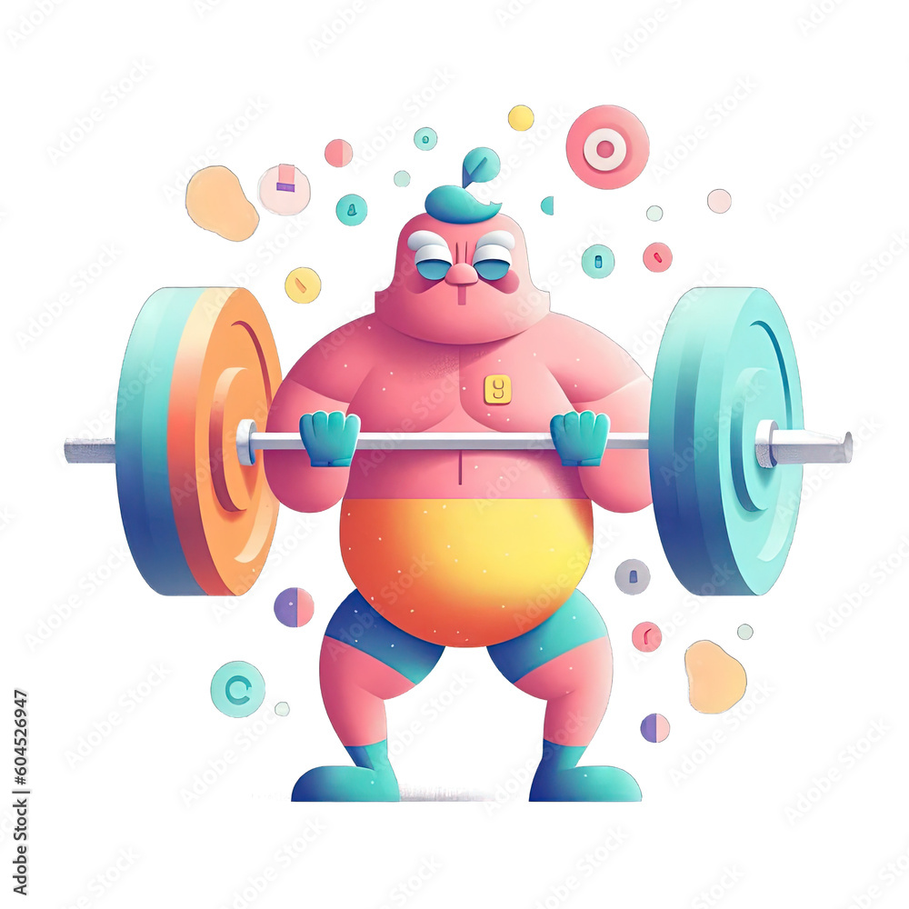 Strong weightlifter with barbell with weights - Plasticine Illustration 3 Strong weightlifter with barbell with weights - Plasticine Illustration 3