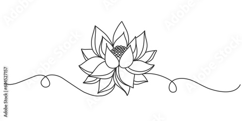 Lotus line art style vector illustration