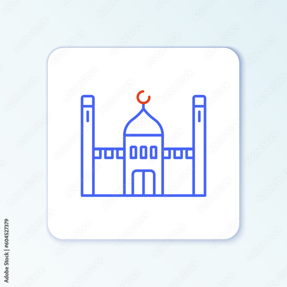 Line Muslim Mosque icon isolated on white background. Colorful outline concept. Vector