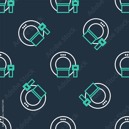 Line Tomography icon isolated seamless pattern on black background. Medical scanner, radiation. Diagnosis, radiology, magnetic resonance therapy. Vector
