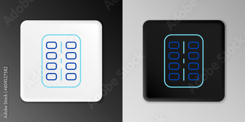 Line Nicotine gum in blister pack icon isolated on grey background. Helps calm cravings and reduces anxiety caused by quitting smoking. Colorful outline concept. Vector