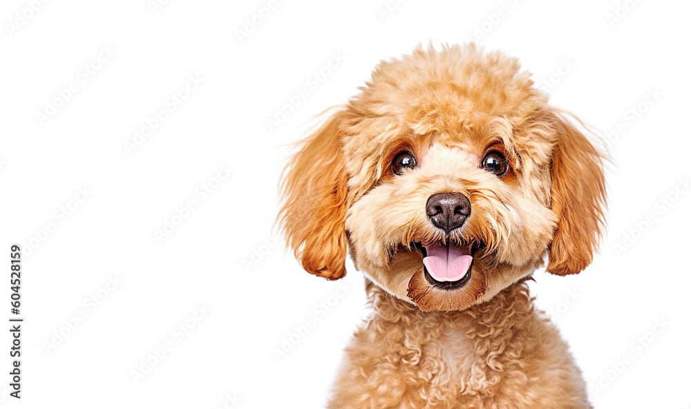AI generative. Little brown poodle dog on white AI generative. Little brown poodle dog on white
