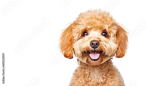 AI generative.  Little brown poodle dog on white