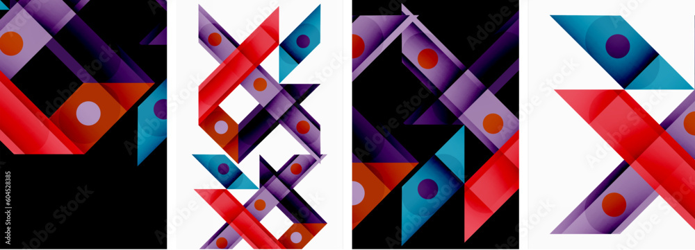 Vector illustrations of abstract geometric background designs for poster, wallpaper or landing page