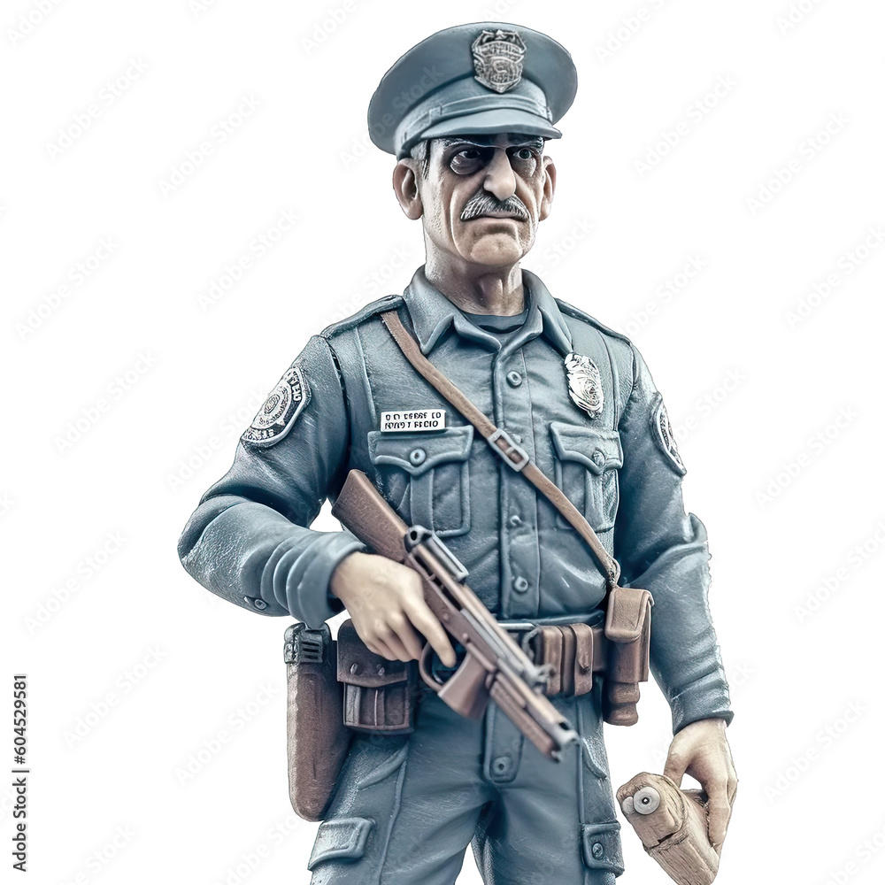 Confident law enforcement officer with uniform with handgun - Plasticine Illustration 3 Confident law enforcement officer with uniform with handgun - Plasticine Illustration 3