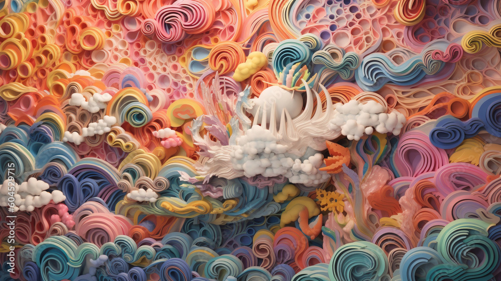 Rainbow illustration mural concept