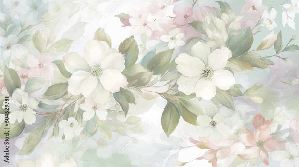 Spring summer background of beautiful flowers. Generative AI image