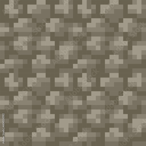 Ground or stone texture tile seamless pattern, for pixel art style game, isolated vector 8-bit illustration. Stones are arranged in a random pattern, giving the design a natural and organic feel. 