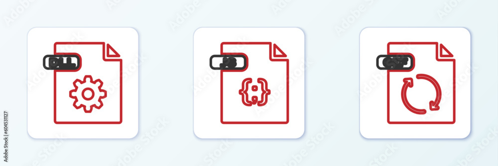 Set line GIF file document, DLL and JS icon. Vector Set line GIF file document, DLL and JS icon. Vector