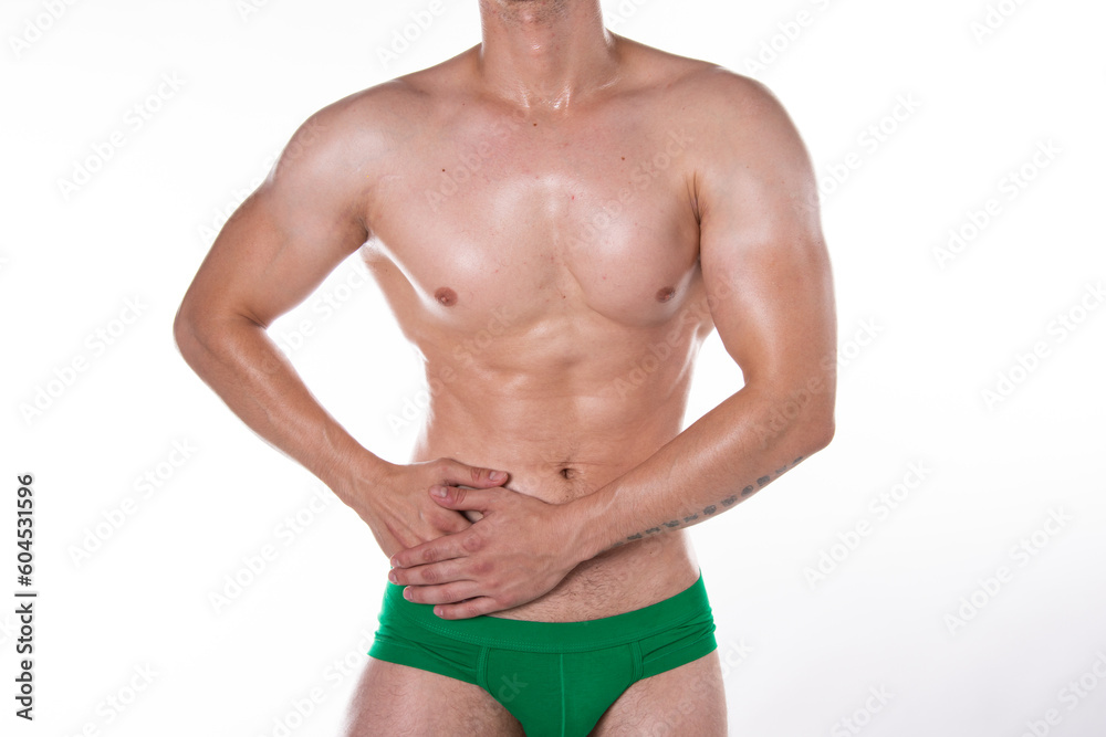 Health problems. Man and pain. White background. Health problems. Man and pain. White background.