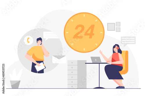 Call center service twenty four hour vector