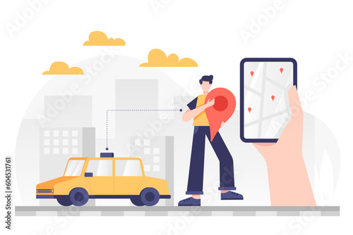 Call a taxi service online, mobile application.