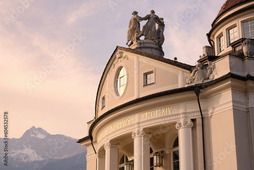 Meran, Merano in South Tyrol, northern Italy. Kurhaus, famous building in the spa resort. photo