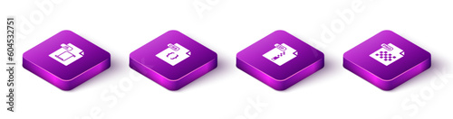 Set Isometric JS file document, CSS, ZIP and PNG icon. Vector