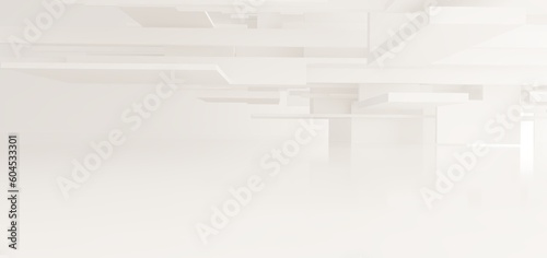Obraz na płótnie Luxury white abstract architectural minimalistic background. Contemporary showroom. Modern exhibition stand. Empty gallery. Backlight. Polygonal Graphic Design. 3D illustration and rendering. w salonie