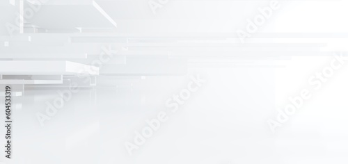 Obraz na płótnie Luxury white abstract architectural minimalistic background. Contemporary showroom. Modern exhibition stand. Empty gallery. Backlight. Polygonal Graphic Design. 3D illustration and rendering. w salonie