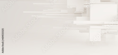 Luxury white abstract architectural minimalistic background. Contemporary showroom. Modern exhibition stand. Empty gallery. Backlight. Polygonal Graphic Design. 3D illustration and rendering. © SERGEYMANSUROV