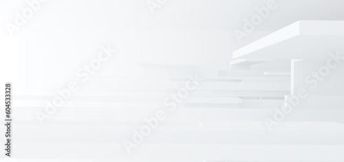 Obraz na płótnie Luxury white abstract architectural minimalistic background. Contemporary showroom. Modern exhibition stand. Empty gallery. Backlight. Polygonal Graphic Design. 3D illustration and rendering. w salonie
