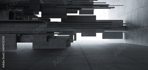Obraz na płótnie Abstract architectural minimalistic background. Contemporary showroom. Modern concrete exhibition tunnel. Empty gallery. Backlight. 3D illustration and rendering. w salonie
