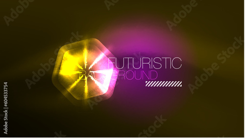 Technology Digital Neon Abstract Background, Abstract Hexagons, Digital Cyberspace, Modern Hi-tech, Science, Futuristic Techno Design Template