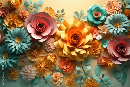 Floral craft paper work. Generate Ai © nsit0108