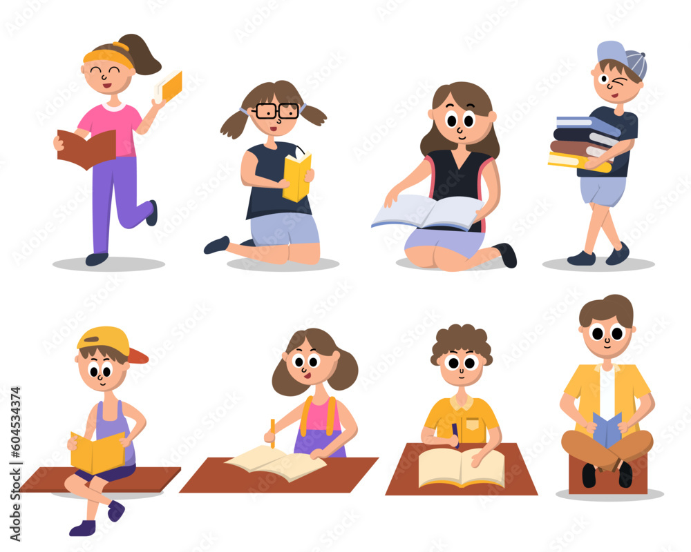 Set of various teenager activity for graphic designer