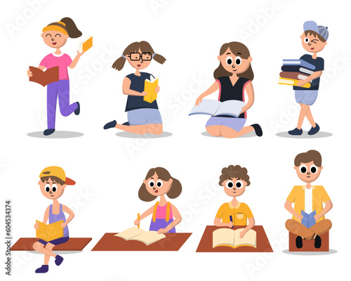 Set of various teenager activity for graphic designer
