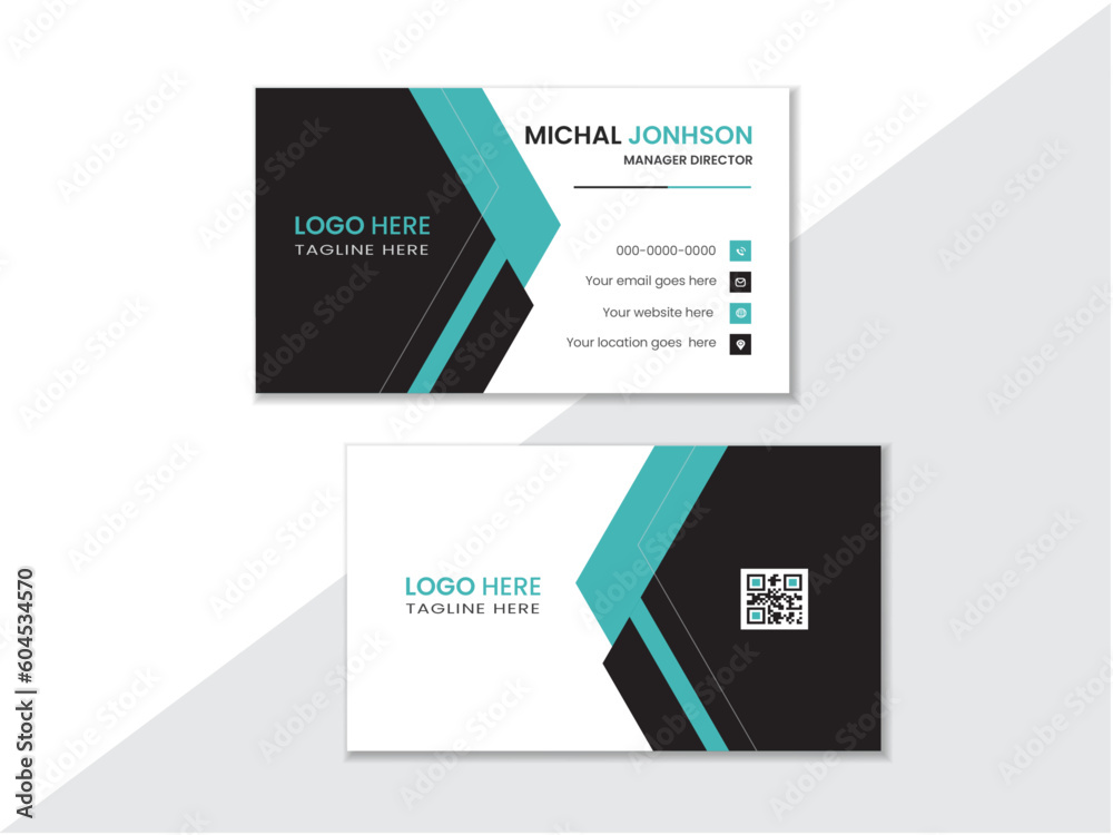 Modern Name Card Template Design, Minimalist Visiting Car Corporate design for company advertising.double sided business card template modern and clean style